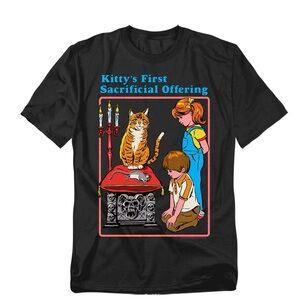 Kitty's First Sacrificial Offering Cat T-Shirt - Black